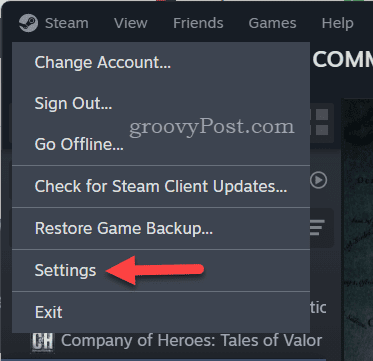Open Steam settings