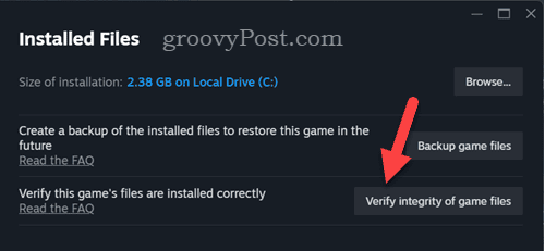 Verifying Steam game files