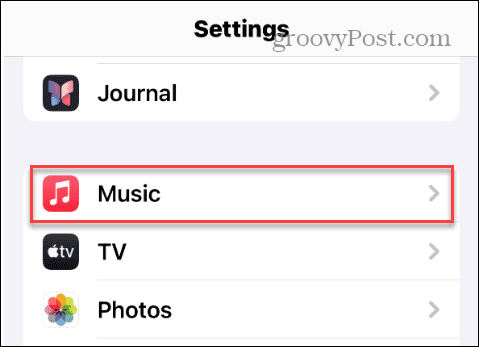 Music option in settings