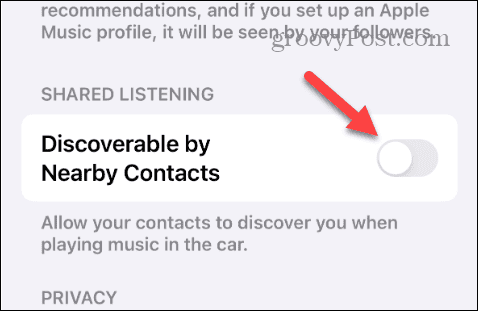 discoverable by nearby contacts