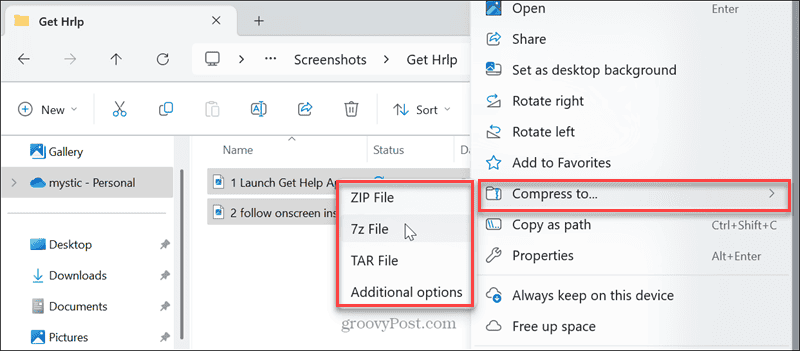 Create 7z or TAR Archive File Explorer