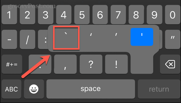 ios keyboard select backtick
