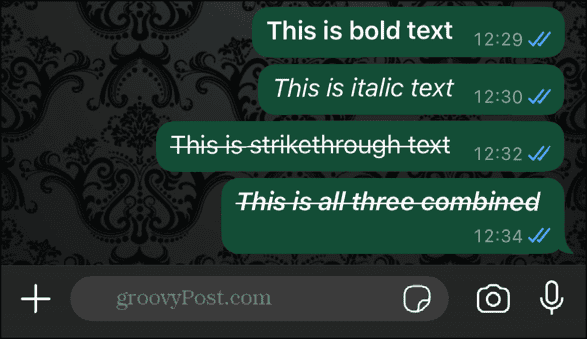 whatsapp combination of font styles