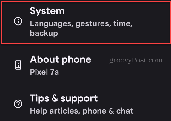 Systemeinstellungen Android