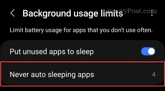 never auto sleeping apps