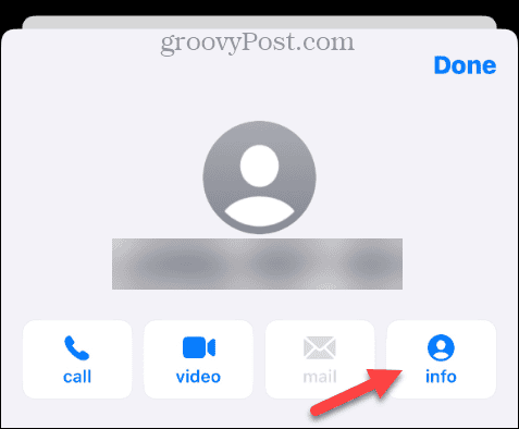 info button for contact on iphone
