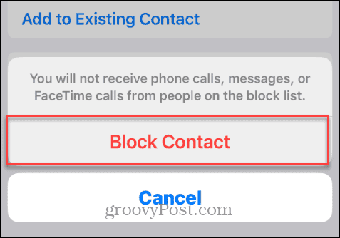 block contact verification message