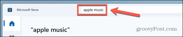 Suche im Microsoft Store nach Apple Music