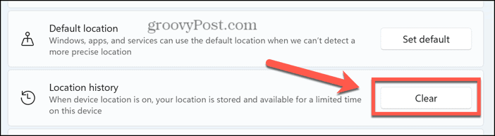 windows 11 clear location history button